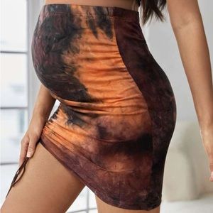 SHEIN Maternity Tie Dye Drawstring Bodycon Skirt